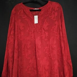 Maurices Vibrant Red Blouse 3X New with Tags!